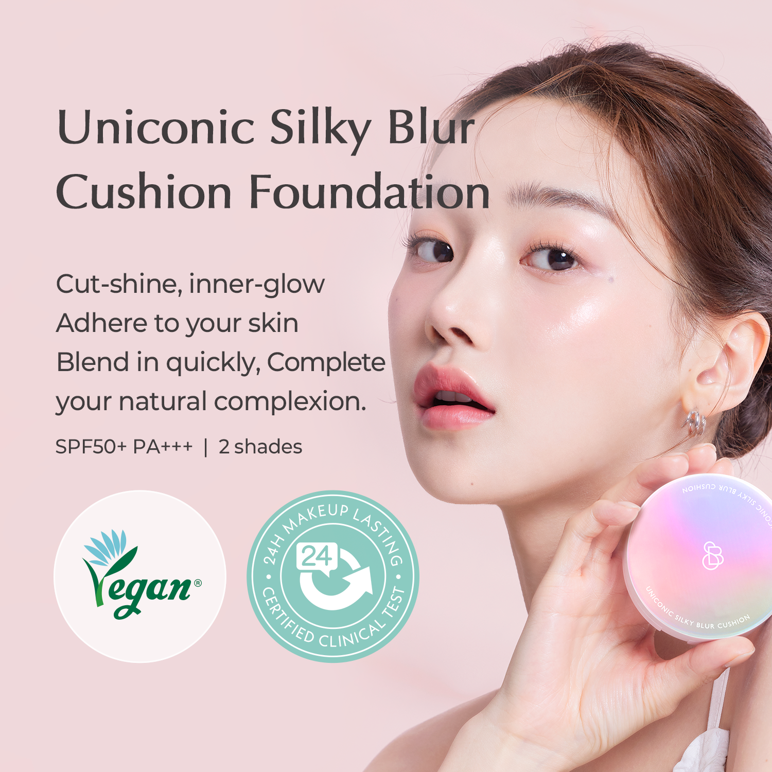 UNICONIC Semi Matte/Glow Silky Blur Air Cushion Foundation UV SPF50+ PA+++ 15g (2 shades) - SELF BEAUTY