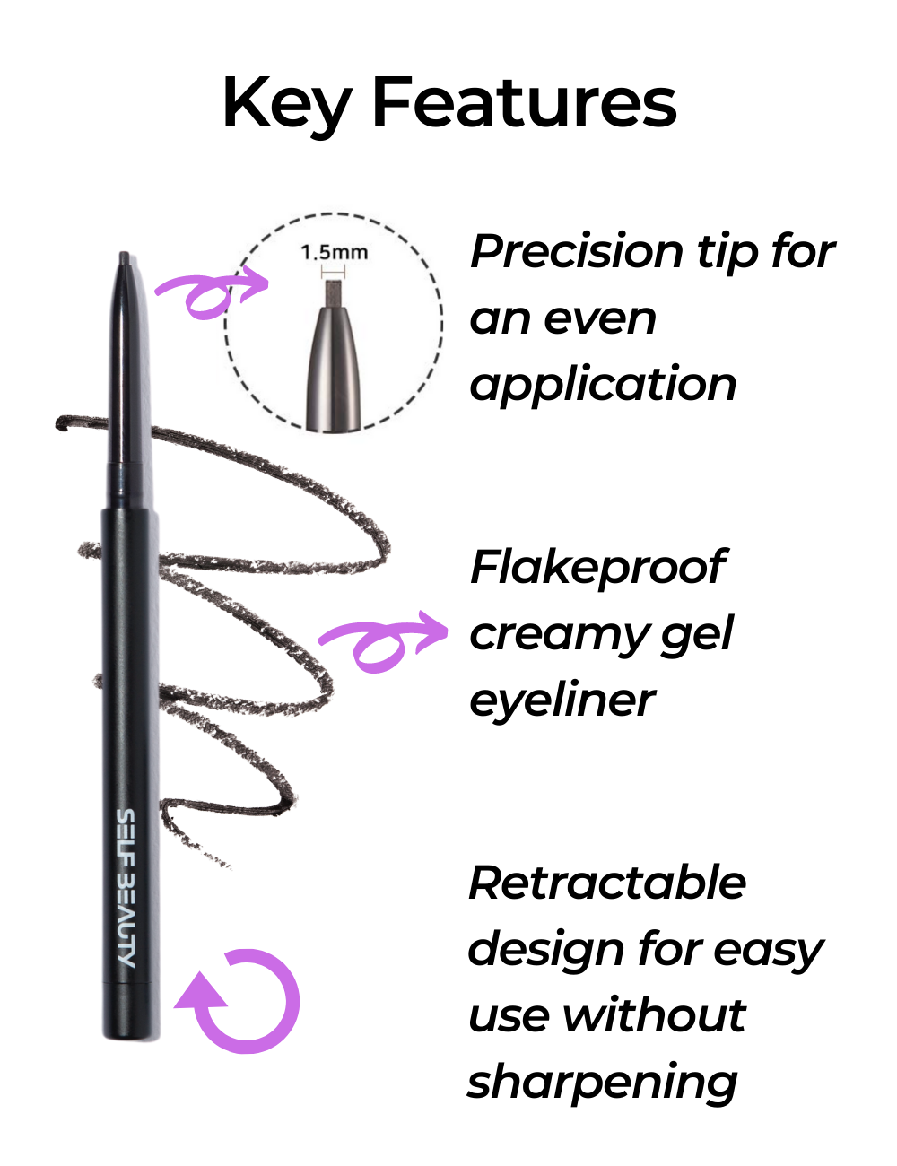 Ultra Slim Waterproof Gel Pencil Eyeliner 0.03oz 1g (2 shades) - SELF BEAUTY