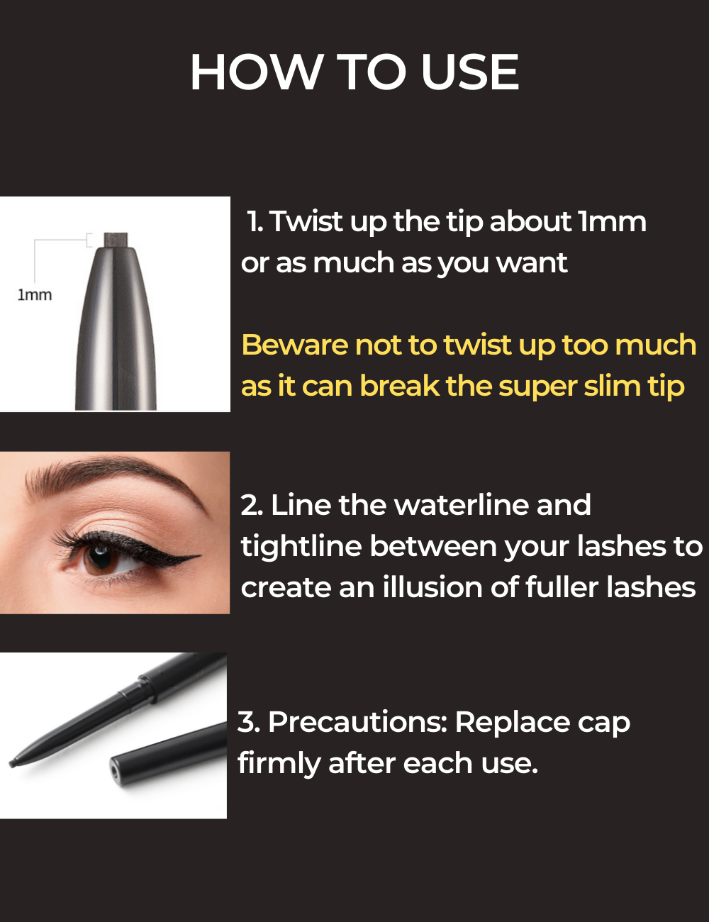 Ultra Slim Waterproof Gel Pencil Eyeliner 0.03oz 1g (2 shades) - SELF BEAUTY